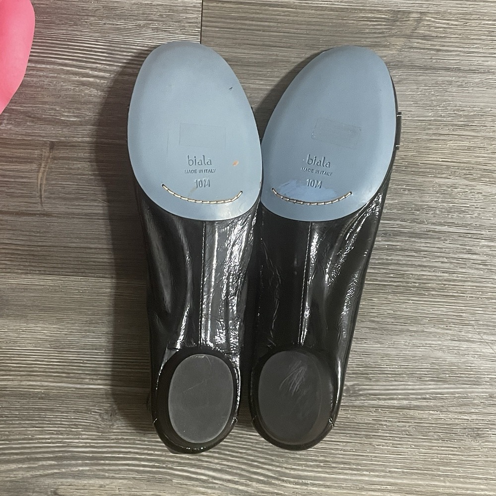 BIALA Black Patent Leather Flats Womens Sz 10M Made In ITALY Office Career - Picture 12 of 14